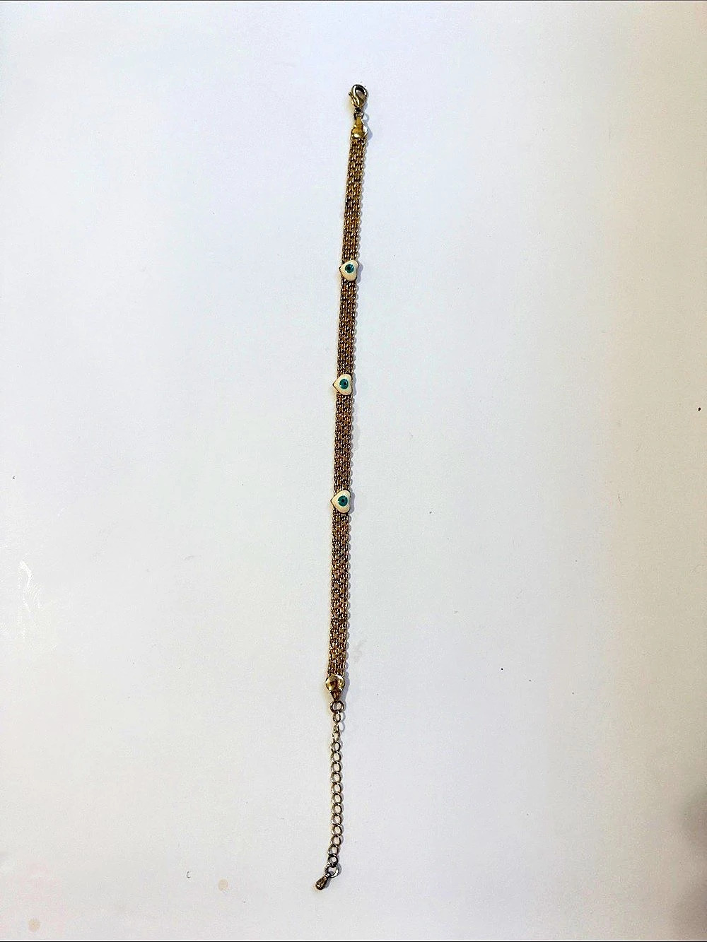 Evil Eye Chain Bracelet in Gold & White